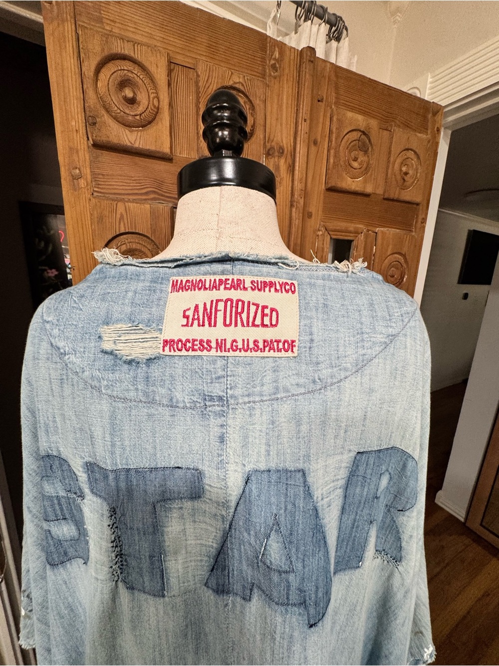 Magnolia Pearl Light Blue Distressed Denim Coat - Picture 3 of 4